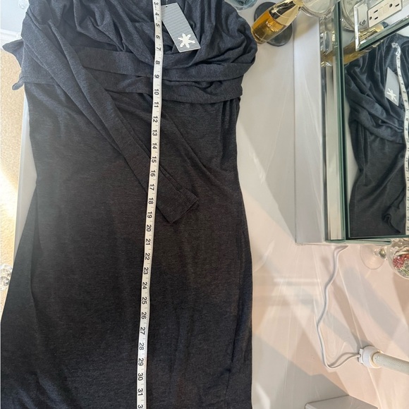 NWT Splendid Charcoal Long Sleeve chic cowlneck  Dress Medium - Picture 11 of 13